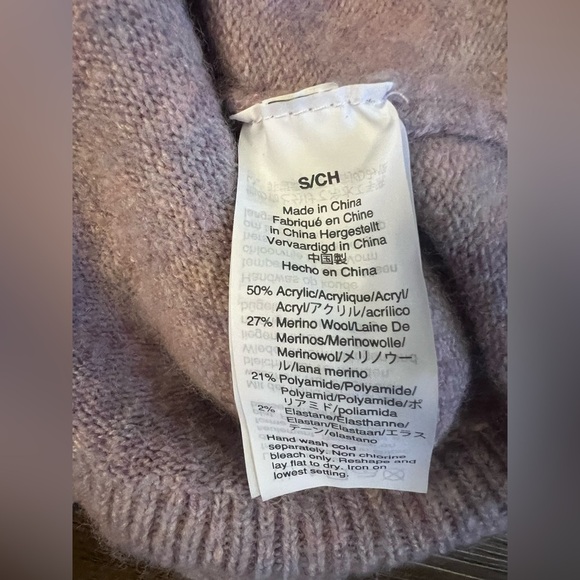 Madewell Womens Small Purple Bobble Pom Pom V-neck Wool Blend Sweater E2 - Picture 3 of 7